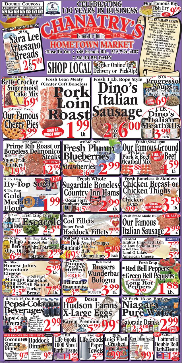 Chanatry's Hometown Market Ad from 02/06/2022