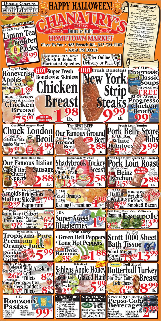 Chanatry's Hometown Market Ad from 10/30/2022