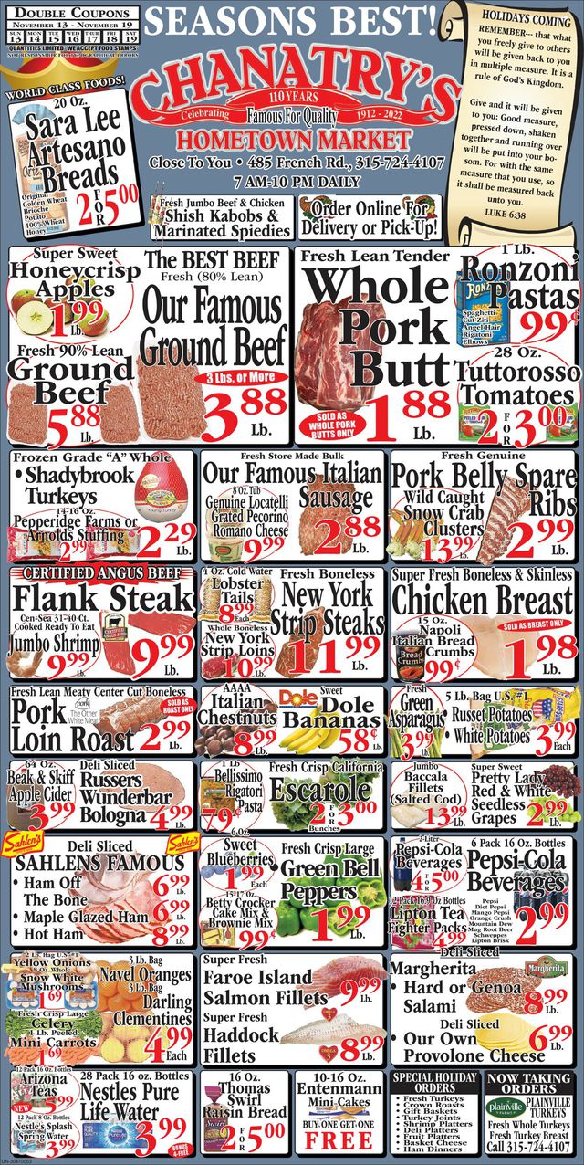 Chanatry's Hometown Market Ad from 11/13/2022