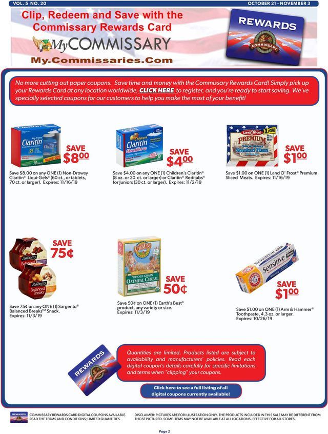 Commissary Ad from 10/21/2019