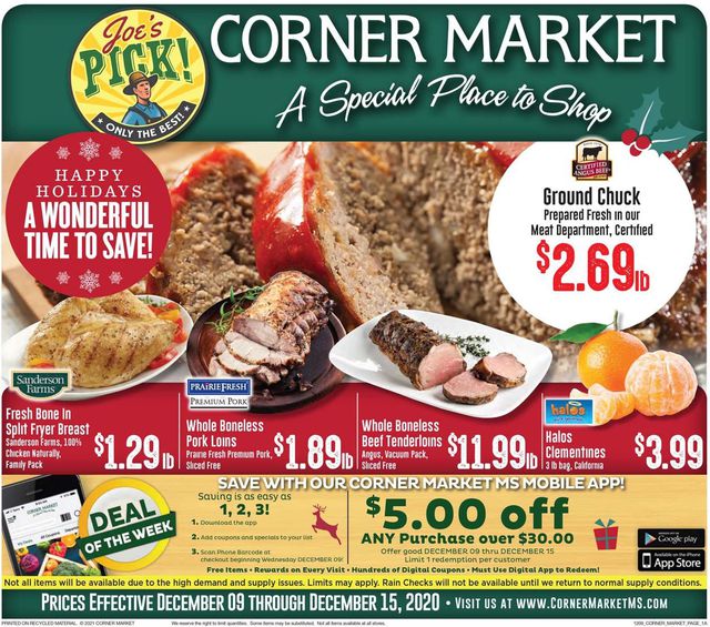 Corner Market Ad from 12/09/2020
