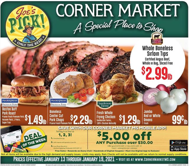 Corner Market Ad from 01/13/2021