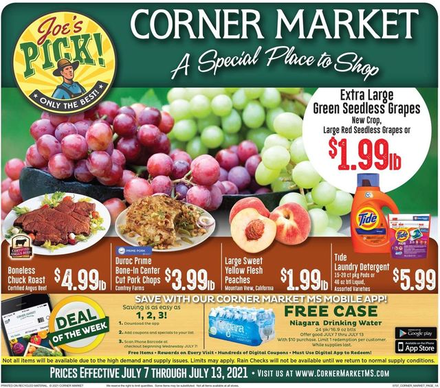 Corner Market Ad from 07/07/2021