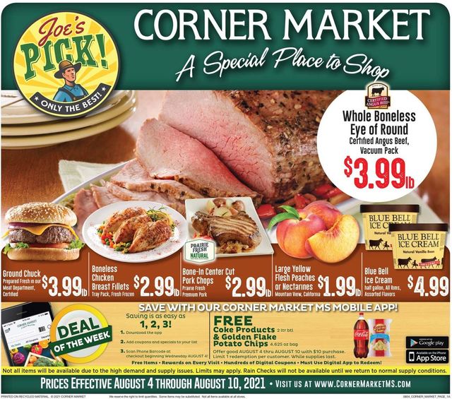 Corner Market Ad from 08/04/2021