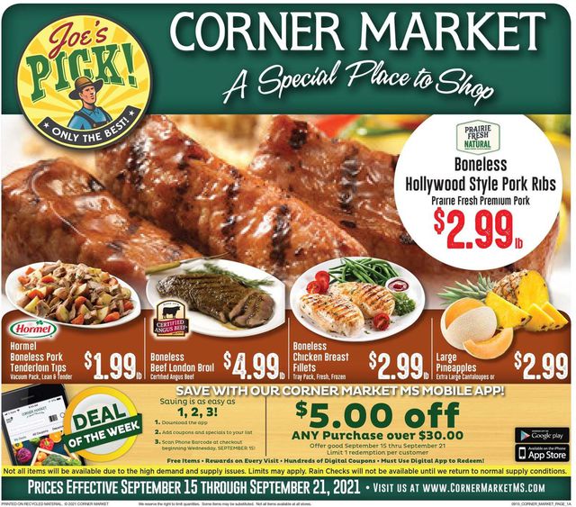 Corner Market Ad from 09/15/2021