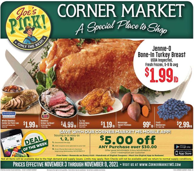 Corner Market Ad from 11/03/2021