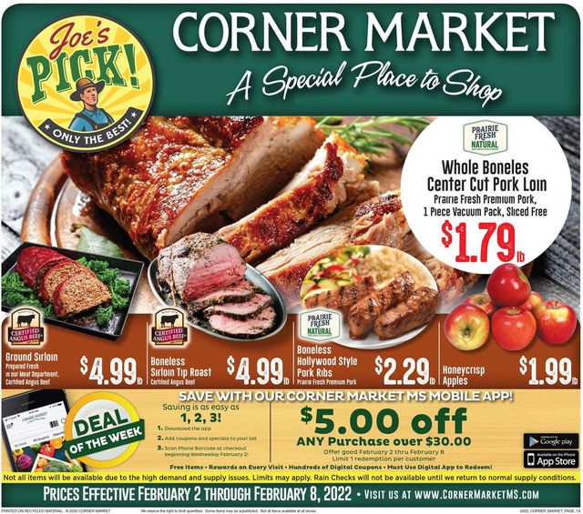 Corner Market Ad from 02/02/2022
