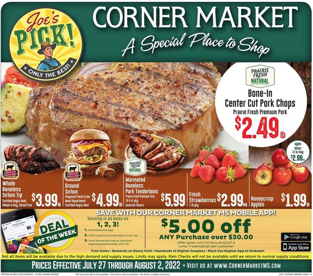 Corner Market Ad from 07/27/2022