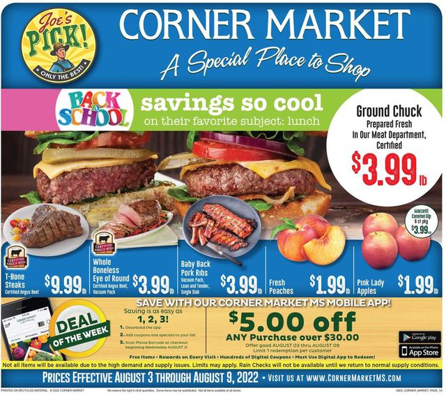 Corner Market Ad from 08/03/2022