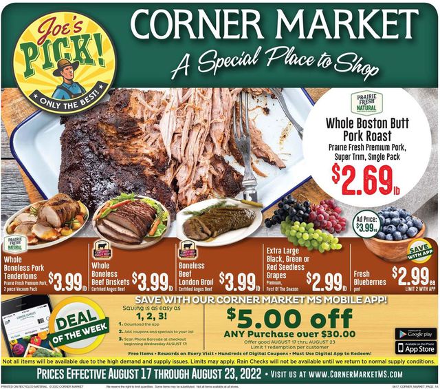 Corner Market Ad from 08/17/2022