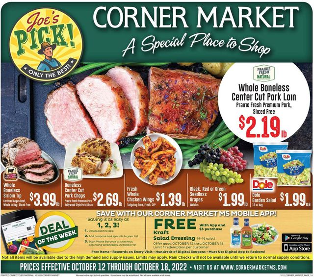 Corner Market Ad from 10/12/2022