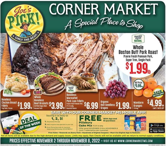 Corner Market Ad from 11/02/2022