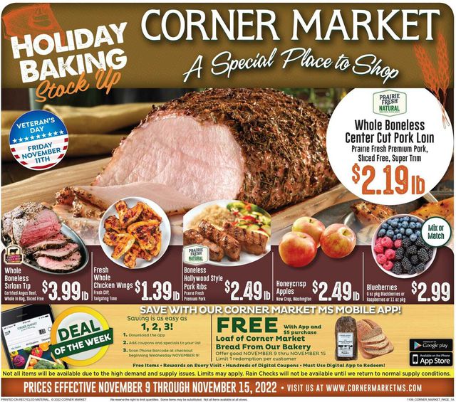 Corner Market Ad from 11/09/2022