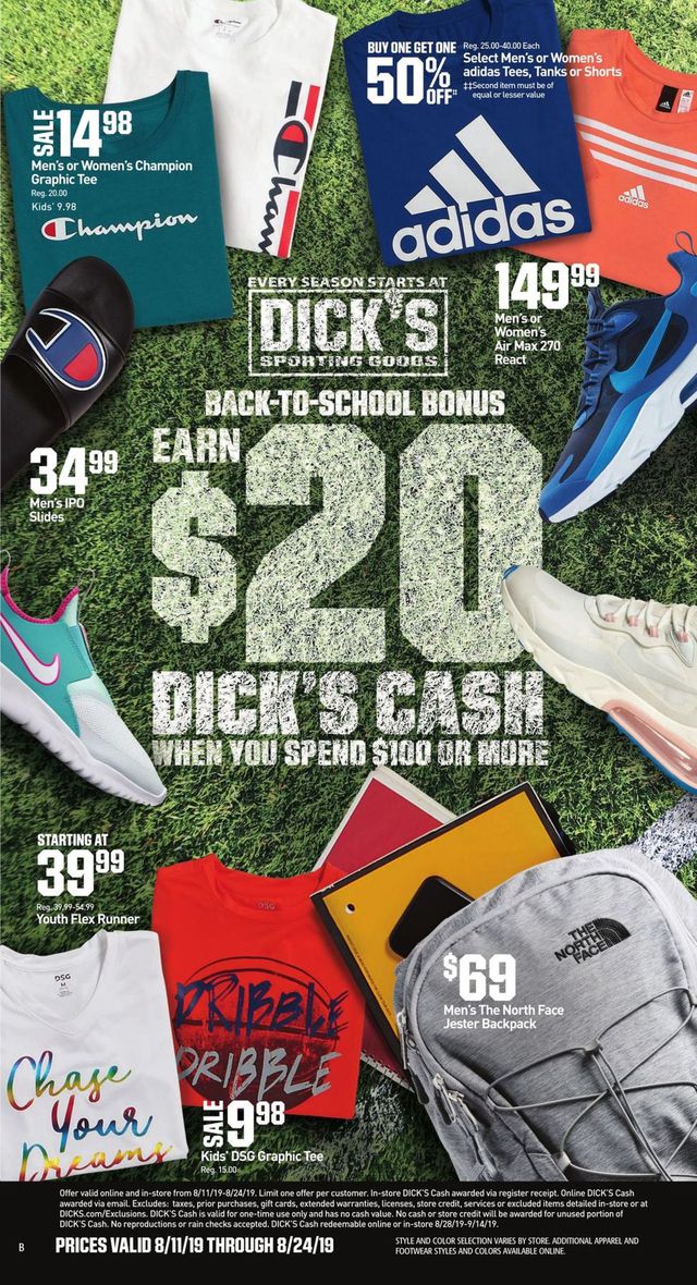Dick's Ad from 08/11/2019