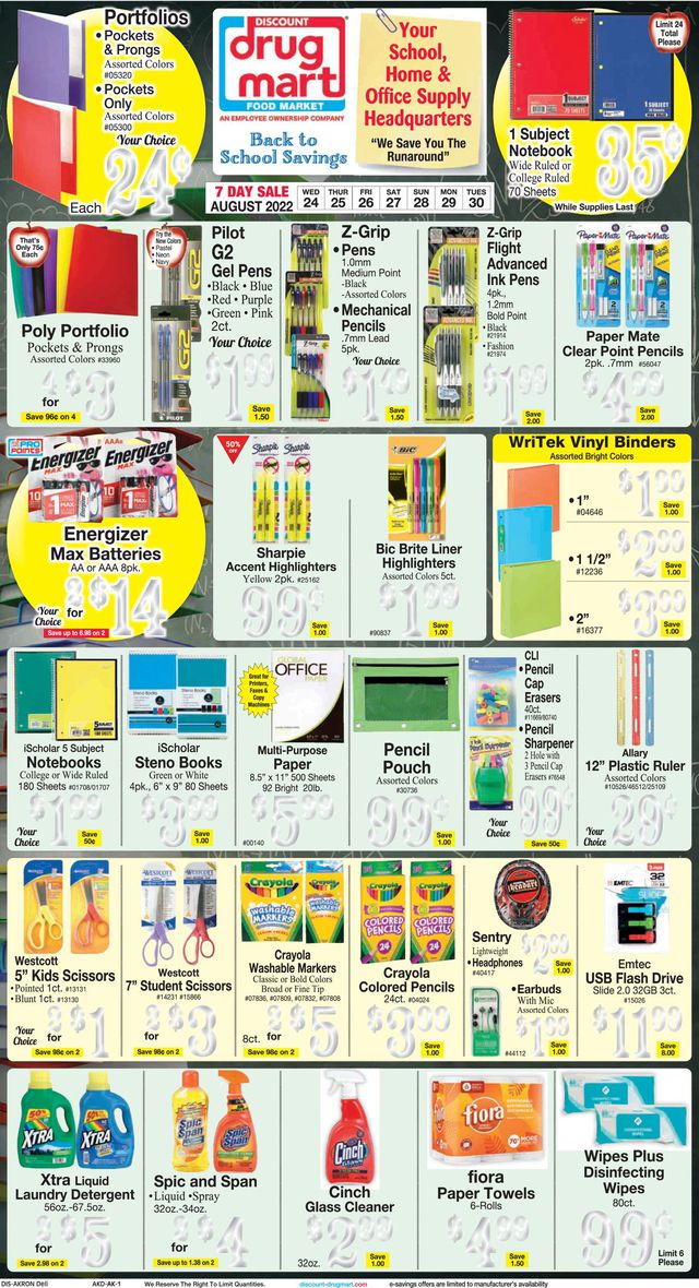 Discount Drug Mart Ad from 08/24/2022