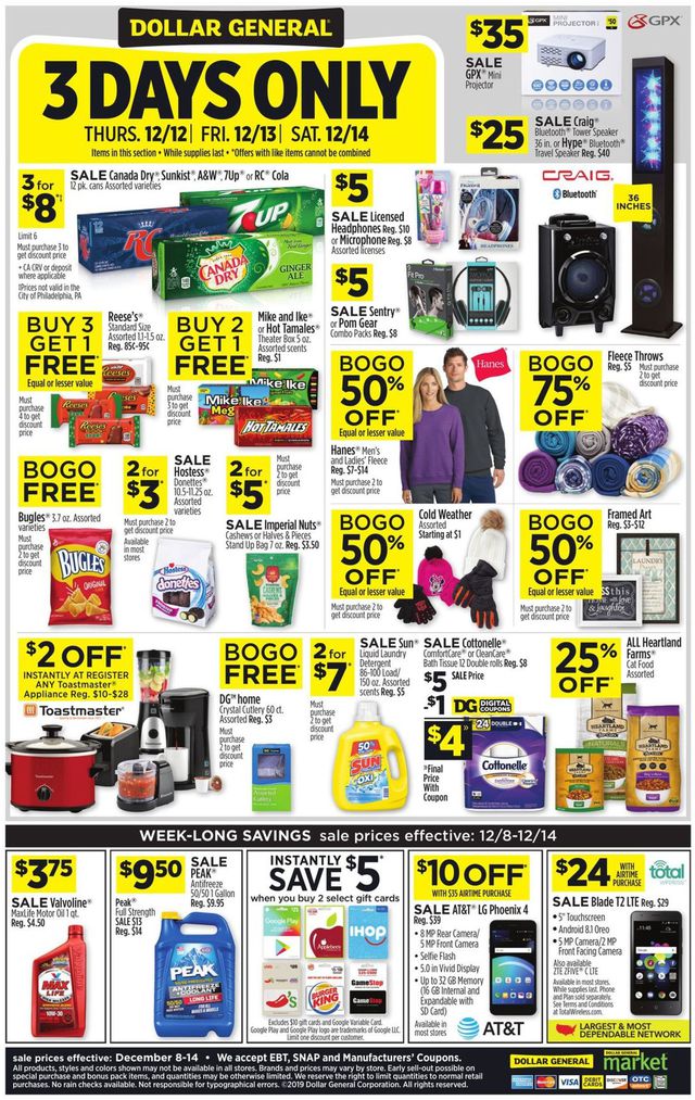 Dollar General Ad from 12/08/2019
