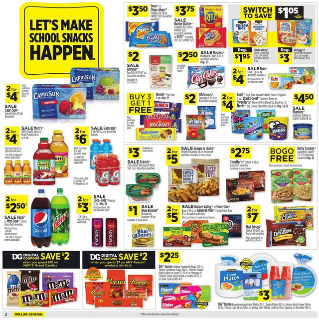Dollar General Ad from 08/09/2020