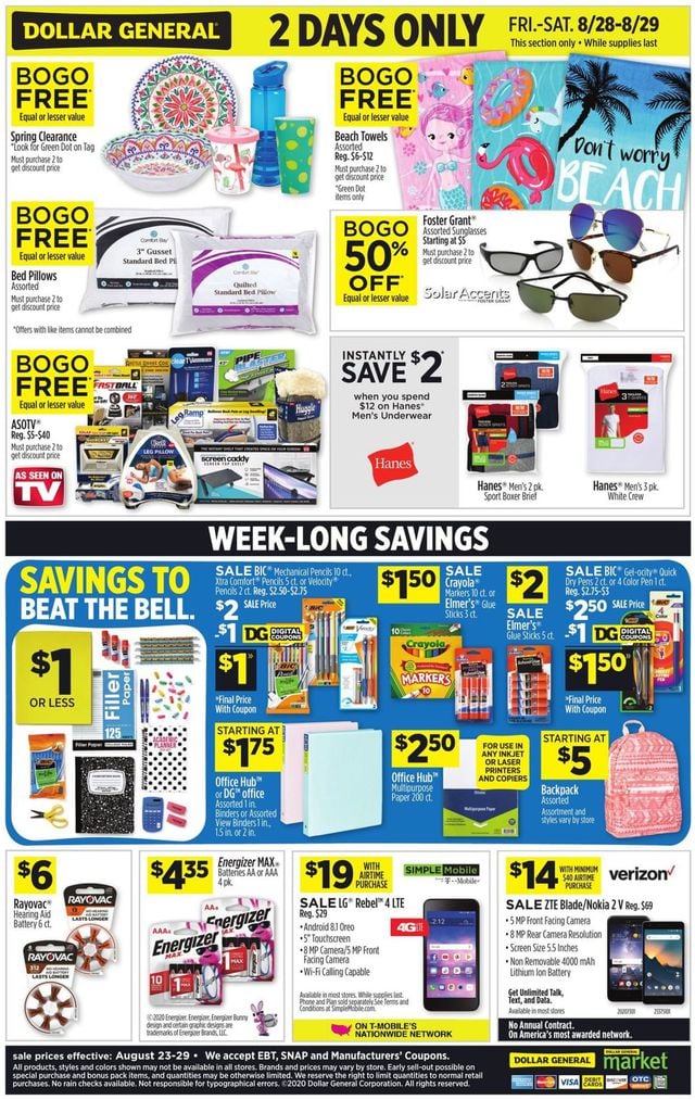 Dollar General Ad from 08/23/2020