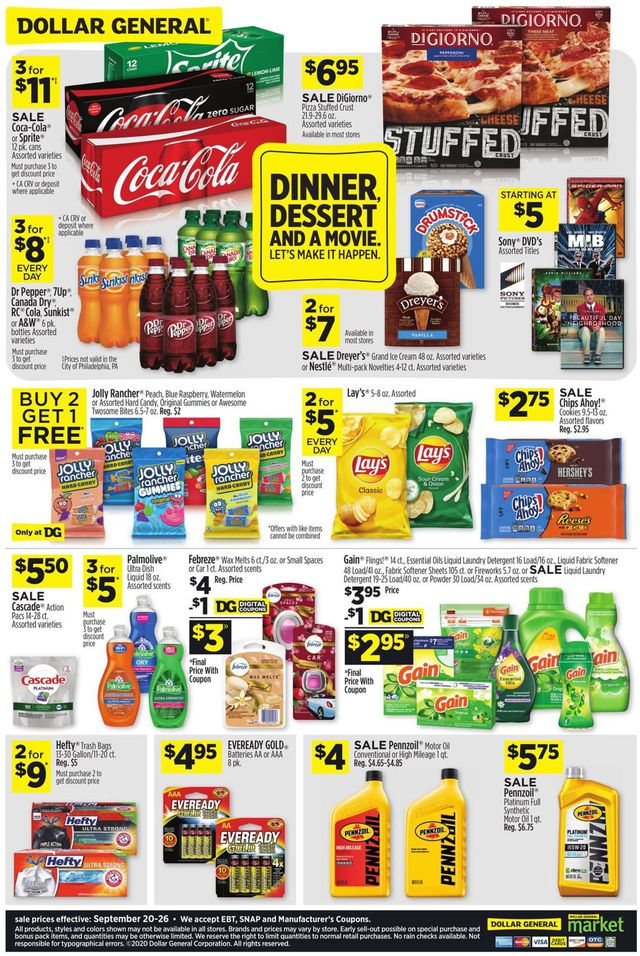 Dollar General Ad from 09/20/2020