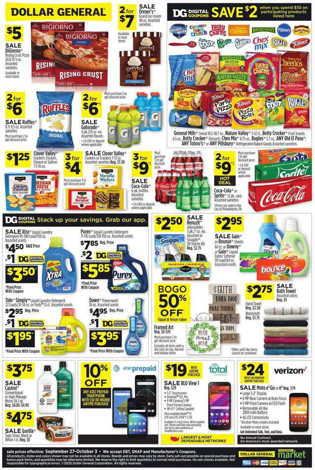Dollar General Ad from 09/27/2020