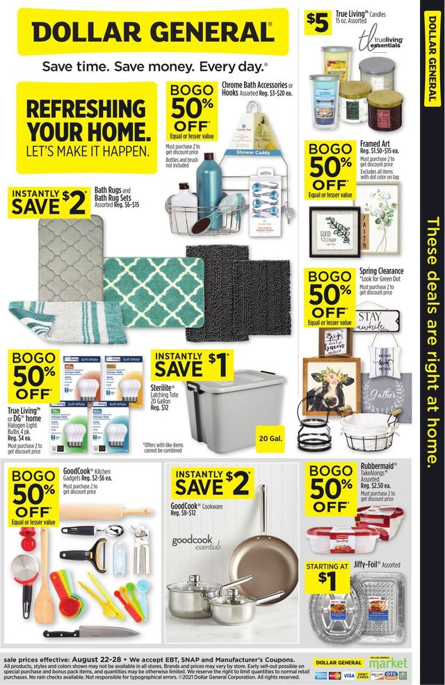 Dollar General Ad from 08/22/2021