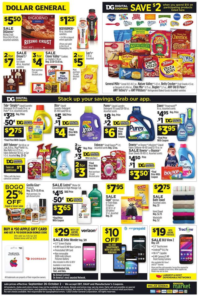 Dollar General Ad from 09/26/2021