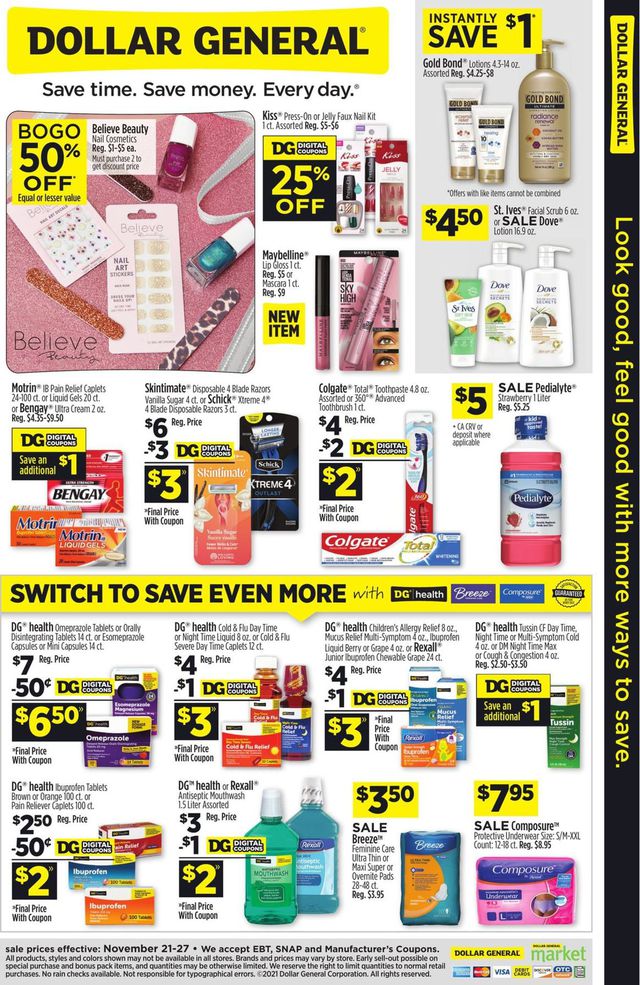 Dollar General Ad from 11/21/2021