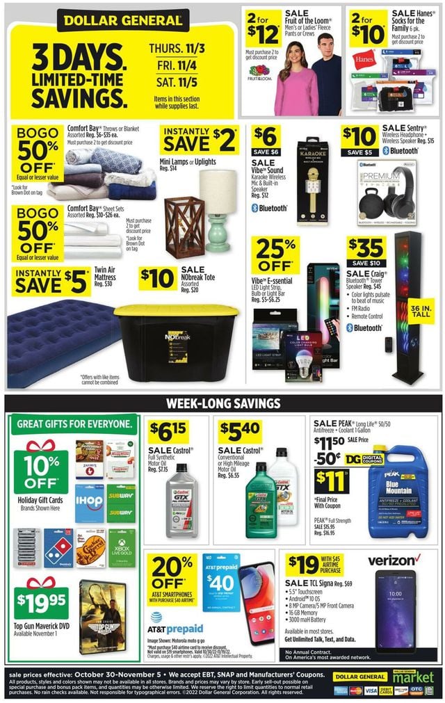 Dollar General Ad from 10/30/2022