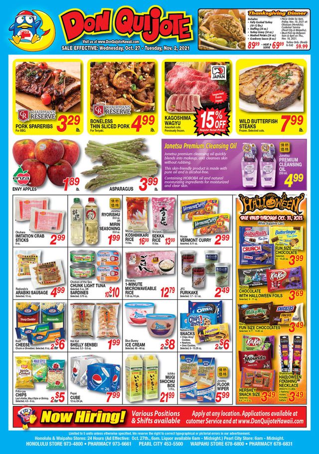 Don Quijote Hawaii Ad from 10/27/2021