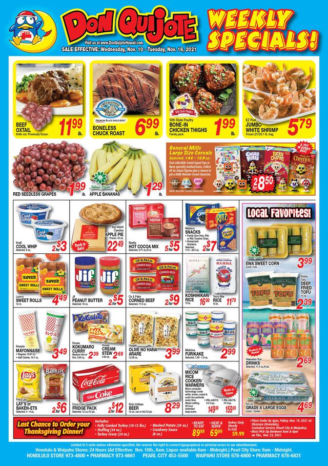 Don Quijote Hawaii Ad from 11/10/2021