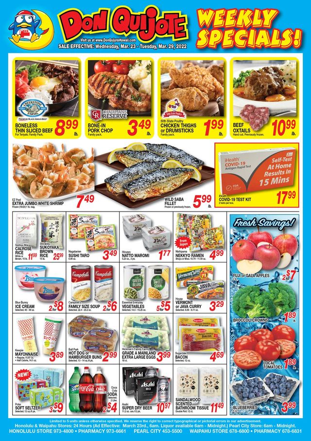 Don Quijote Hawaii Ad from 03/23/2022