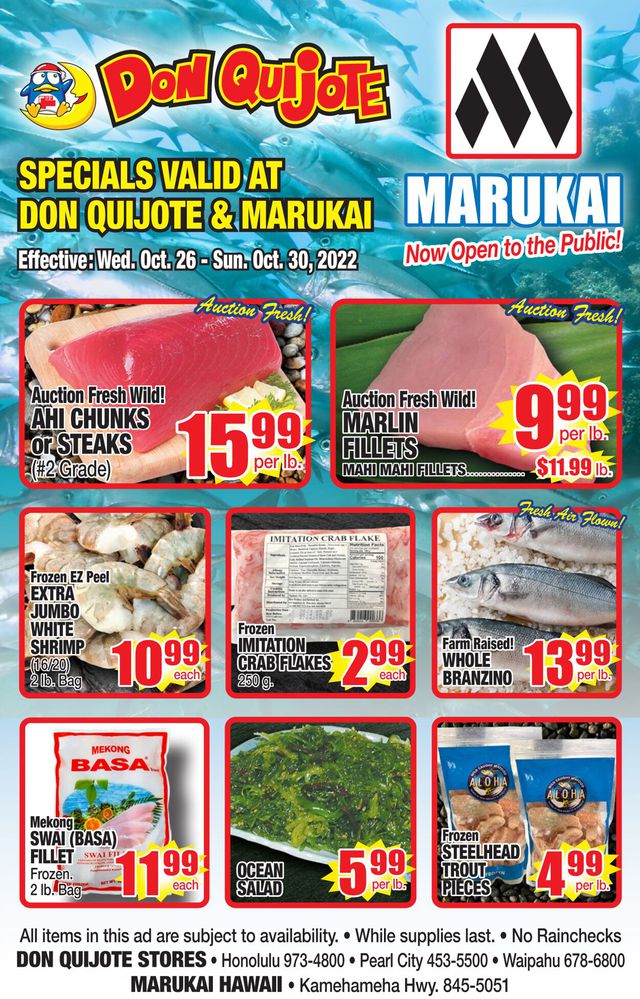Don Quijote Hawaii Ad from 10/26/2022
