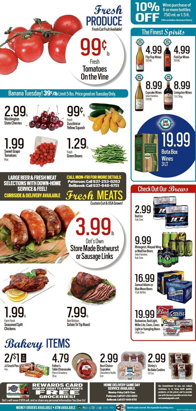 Dot's Market Ad from 07/12/2021