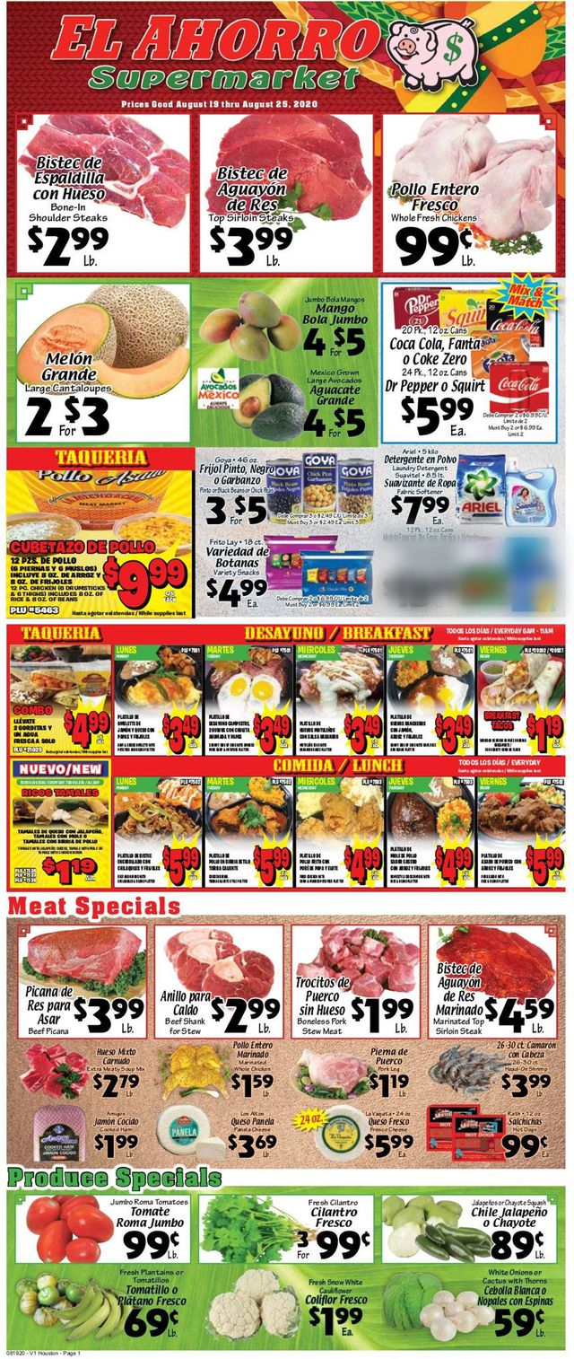 El Ahorro Supermarket Ad from 08/19/2020