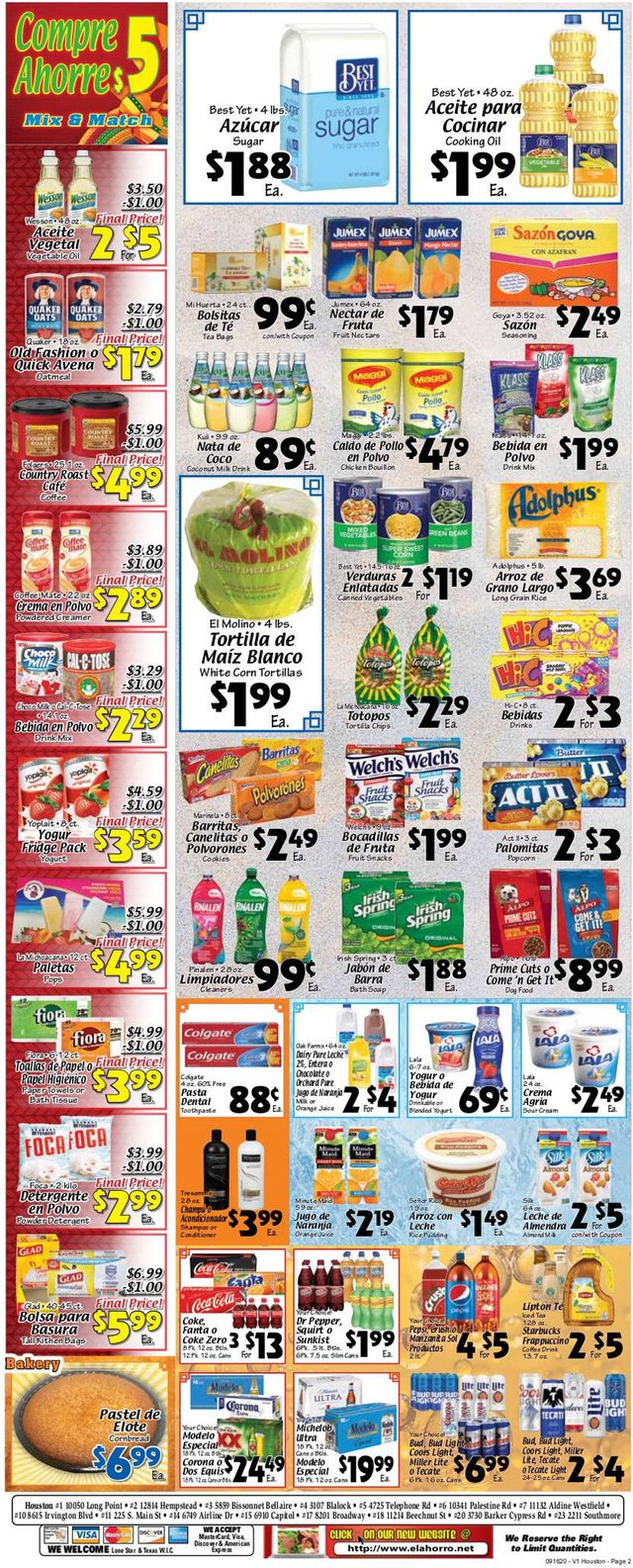 El Ahorro Supermarket Ad from 09/16/2020