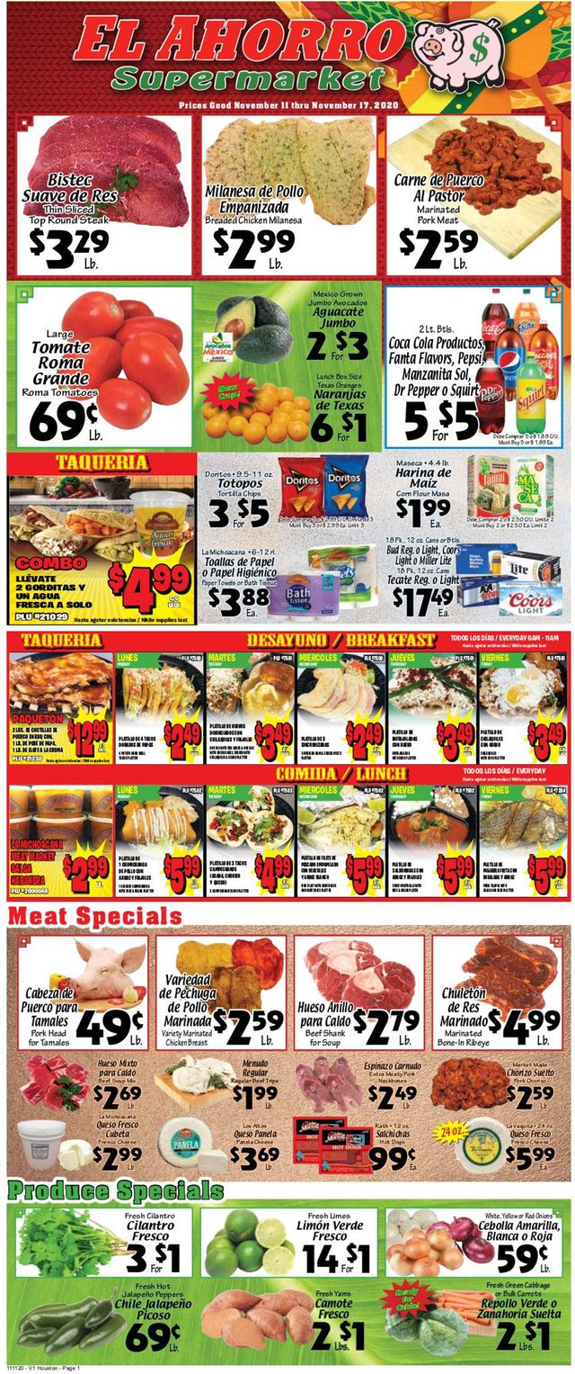 El Ahorro Supermarket Ad from 11/11/2020