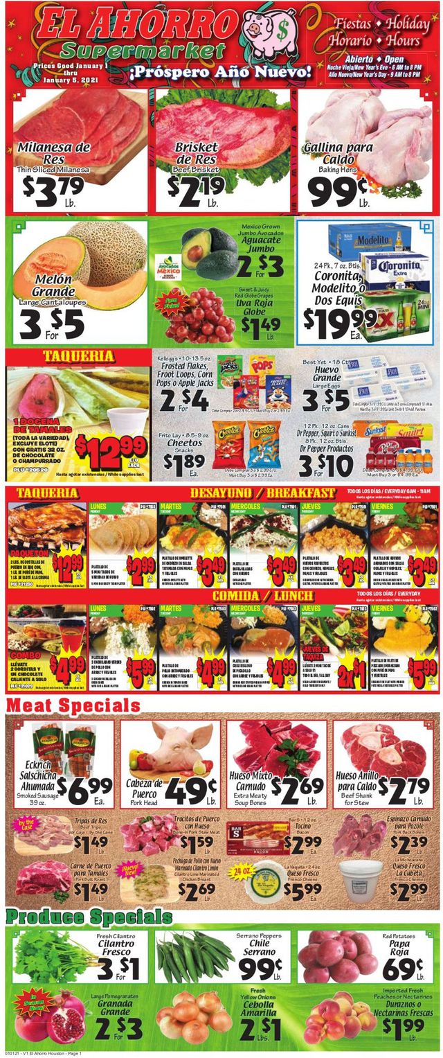 El Ahorro Supermarket Ad from 01/01/2021