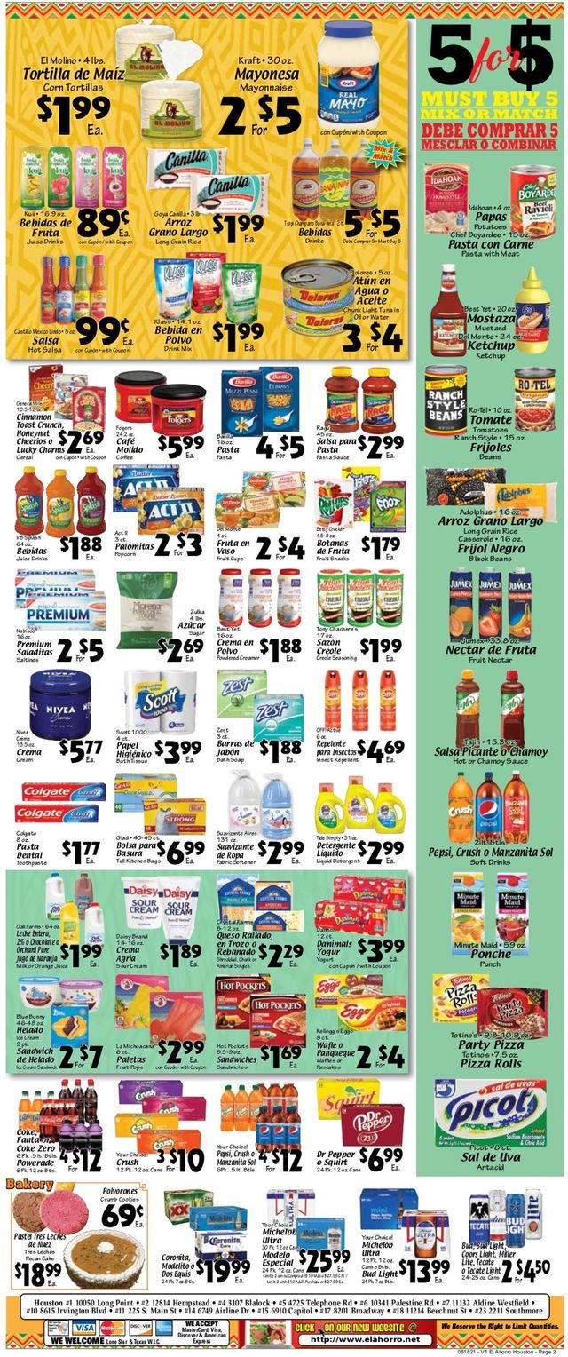 El Ahorro Supermarket Ad from 08/18/2021