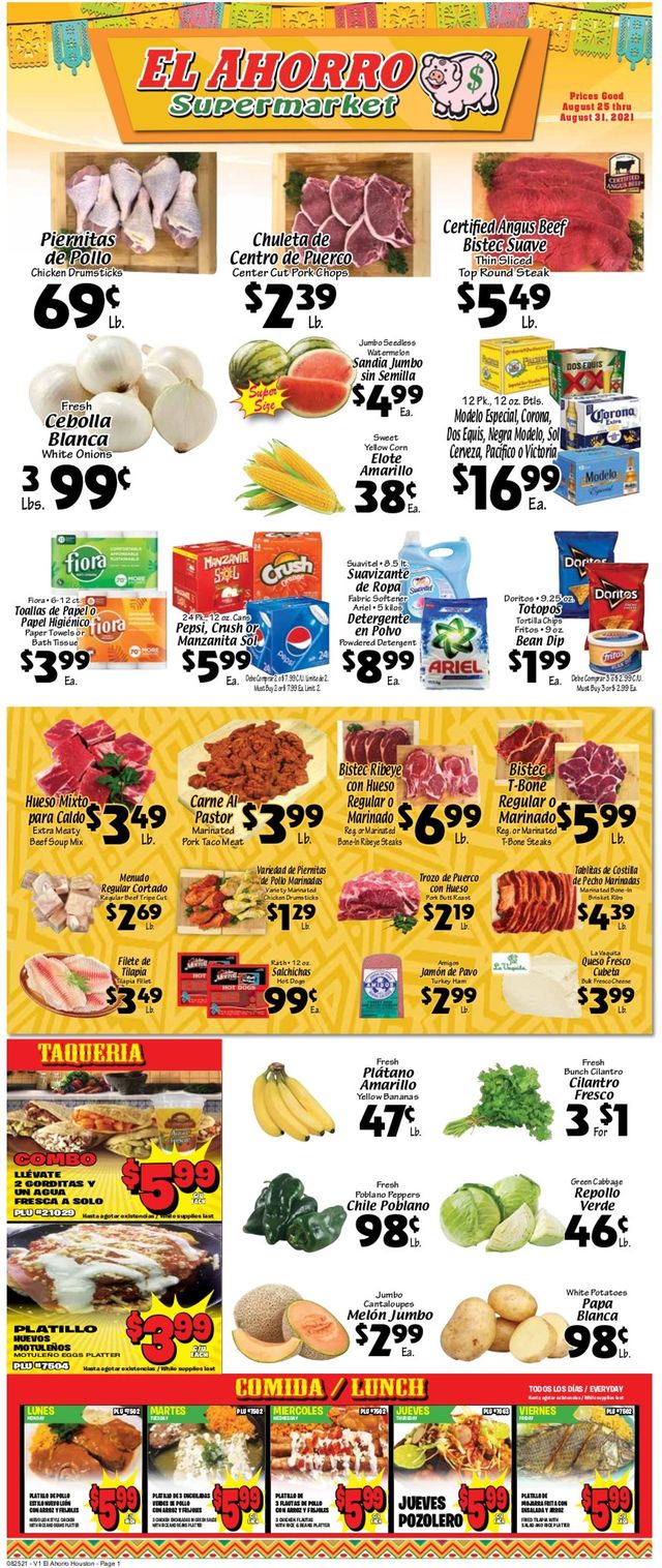 El Ahorro Supermarket Ad from 08/25/2021