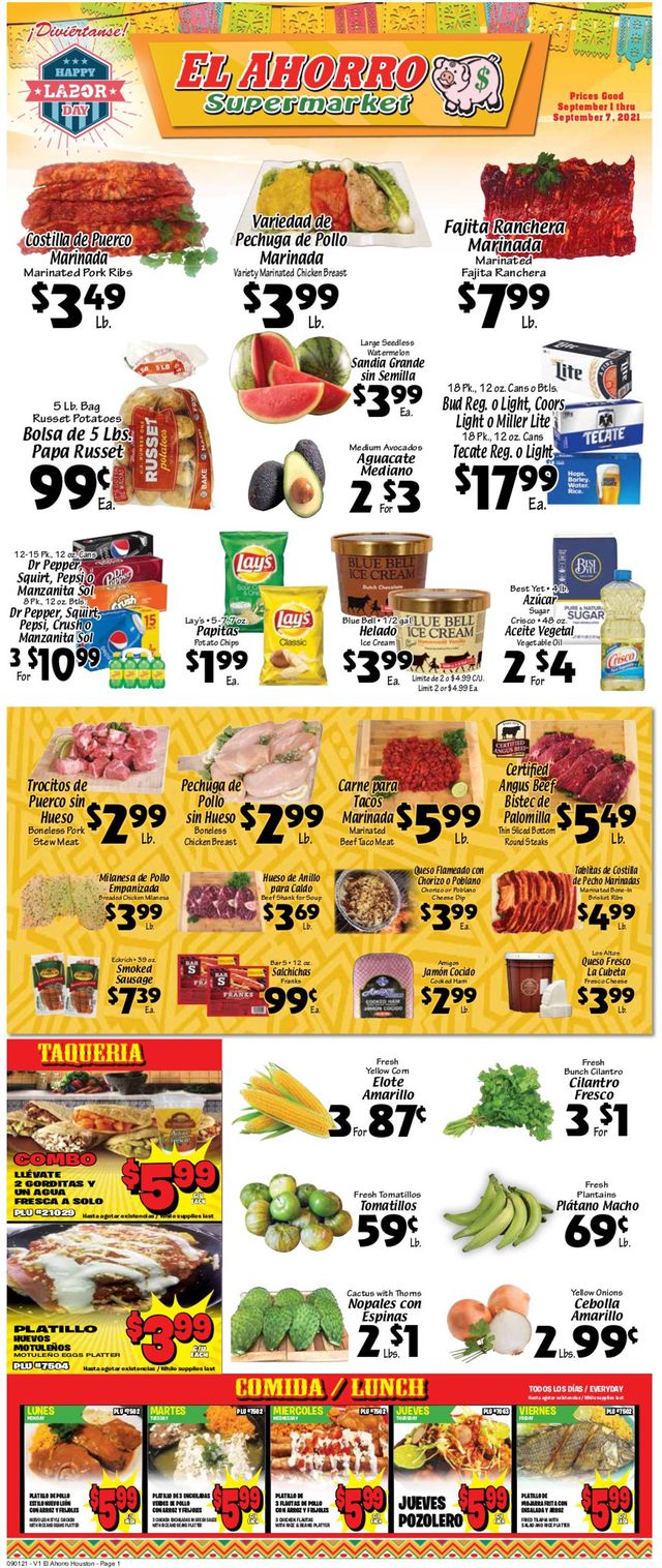 El Ahorro Supermarket Ad from 09/01/2021