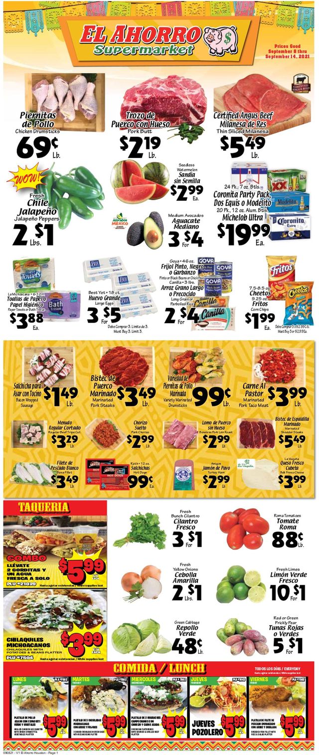 El Ahorro Supermarket Ad from 09/08/2021