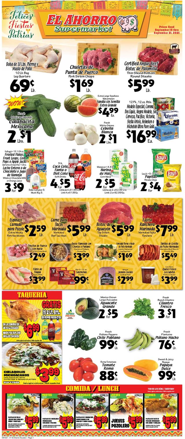 El Ahorro Supermarket Ad from 09/15/2021