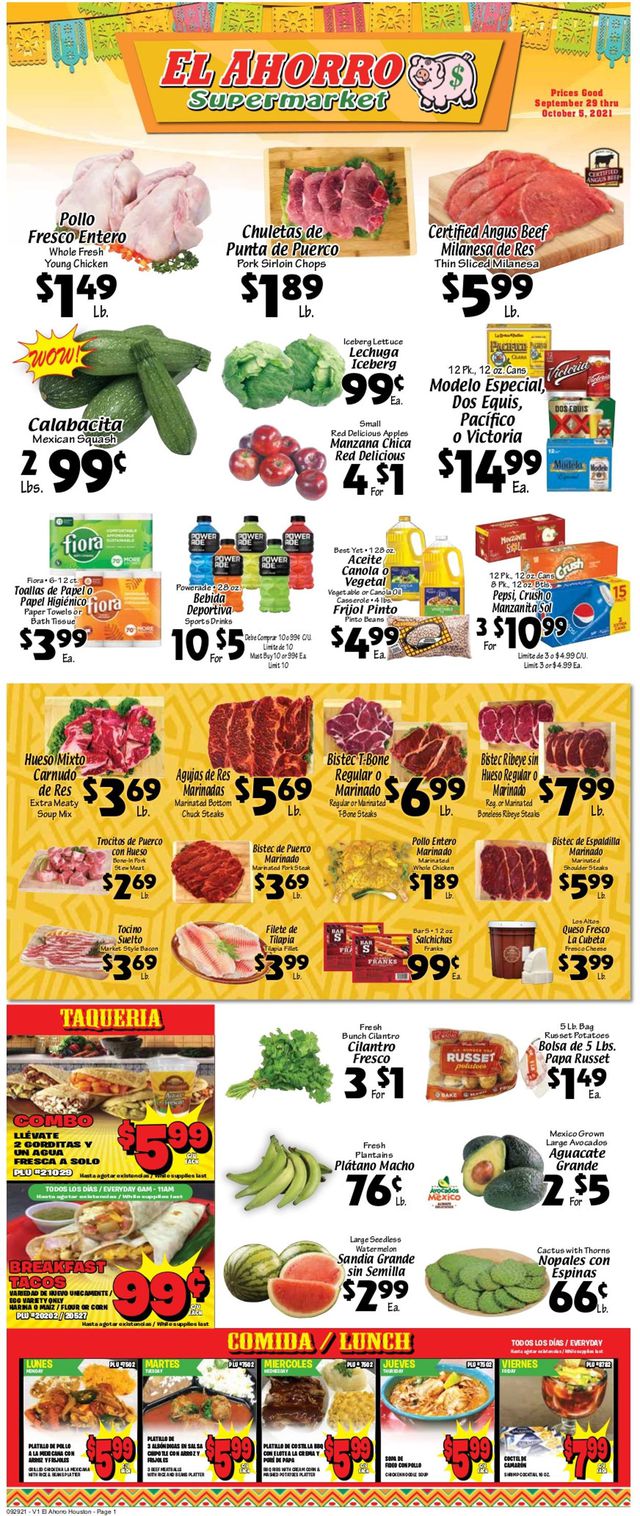 El Ahorro Supermarket Ad from 09/29/2021