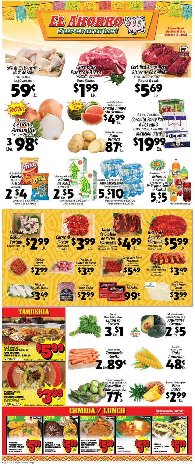 El Ahorro Supermarket Ad from 10/06/2021