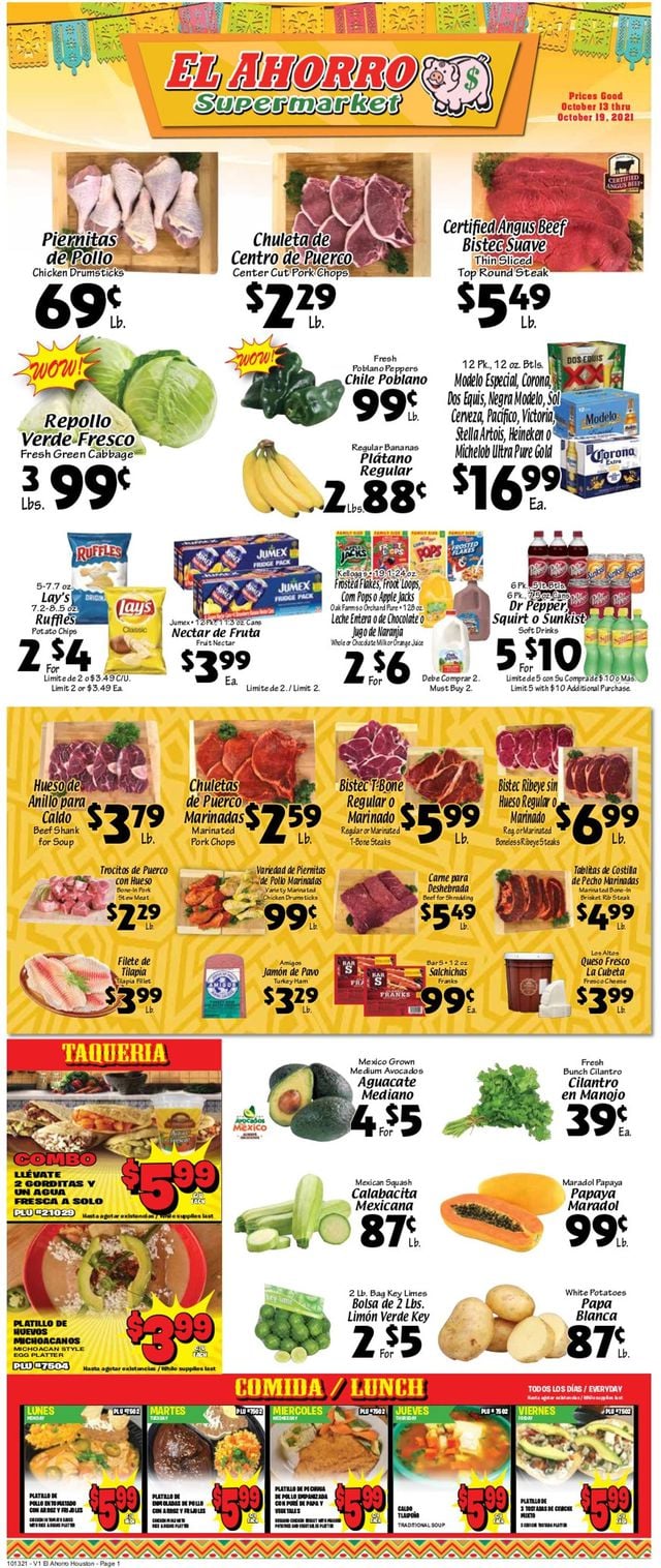 El Ahorro Supermarket Ad from 10/13/2021