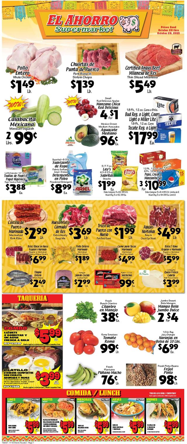 El Ahorro Supermarket Ad from 10/20/2021
