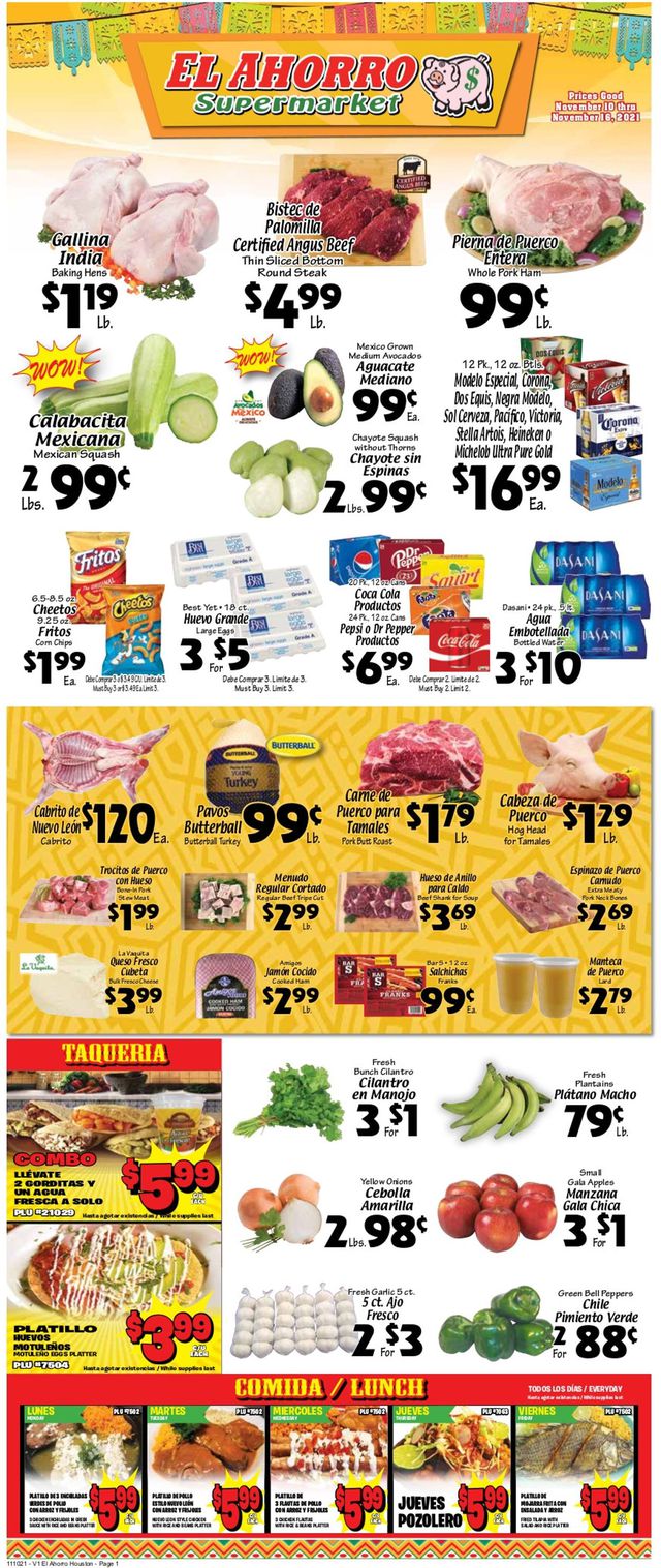 El Ahorro Supermarket Ad from 11/10/2021
