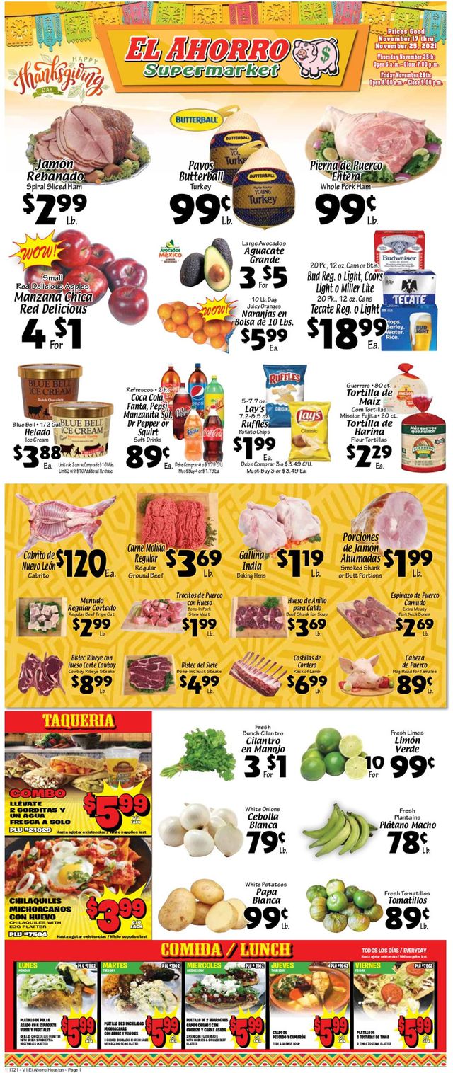 El Ahorro Supermarket Ad from 11/17/2021