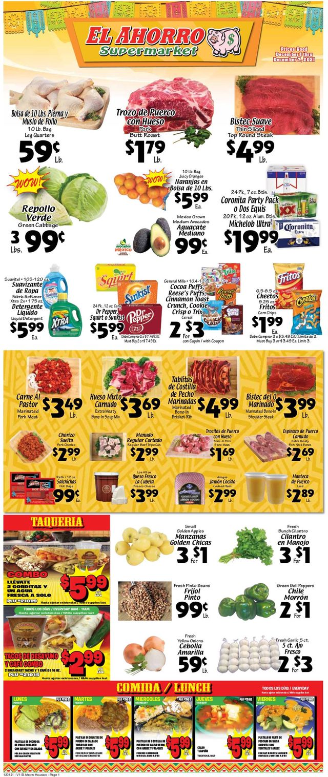 El Ahorro Supermarket Ad from 12/01/2021