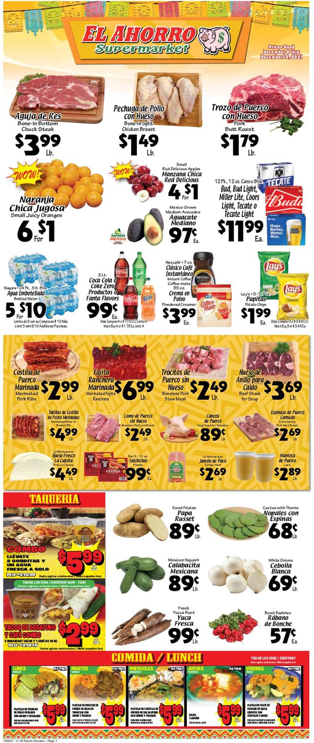 El Ahorro Supermarket Ad from 12/08/2021